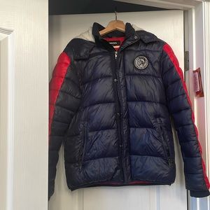 EUC *LIKE NEW* diesel down jacket kids sz 16 shearling hood